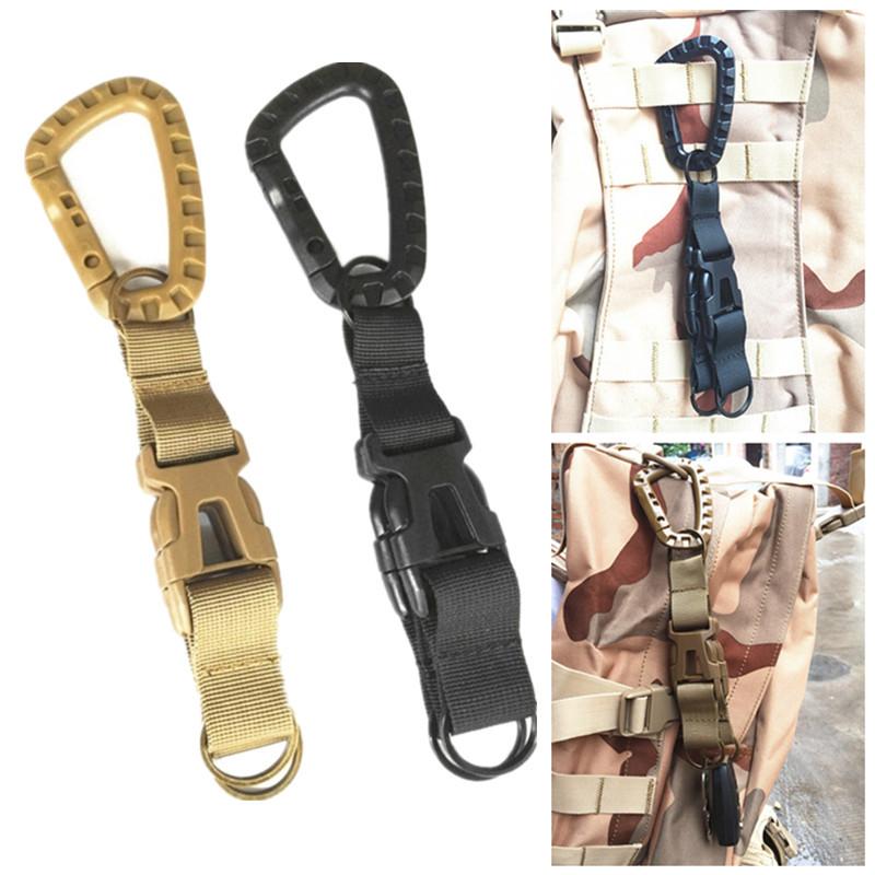 Tactical Key Ring Holder Gear Keychain Clip Nylon Webbing Quick Release Buckle Molle Bag Attachments Metal Carabiners Keychain