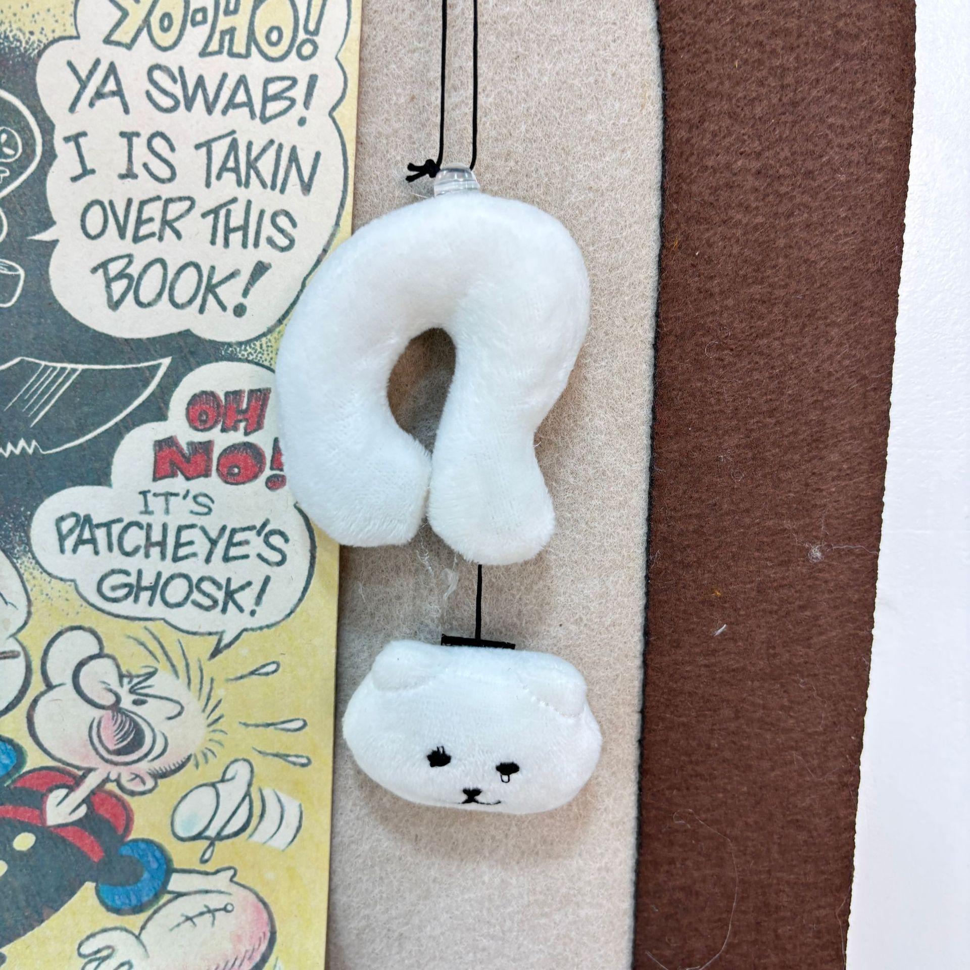 Cute Plush Bear Backpack Keychain with Question Mark Pendant - Couple Gift Ornament