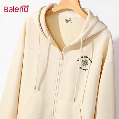 Sweat à capuche zippé Baleno pour homme avec imprimé trèfle d'automne et coupe ample
