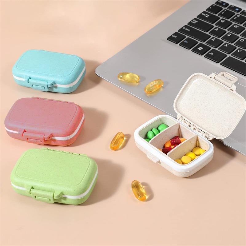 

Portable Mini-compartment Three-compartment Storage Box Round Oval Square Pill Box Pill Cases 3-compartment Small Medicine Box
