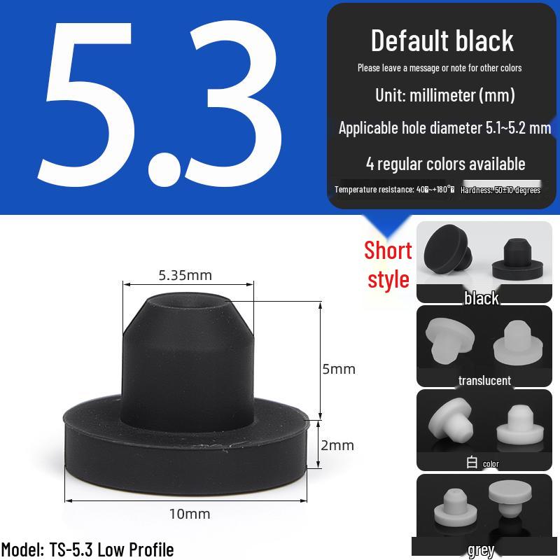 Black High-Temperature Resistant T-Shaped Silicone Stopper - Round Hole Rubber Gasket & Shock-Absorbing Blind Plug