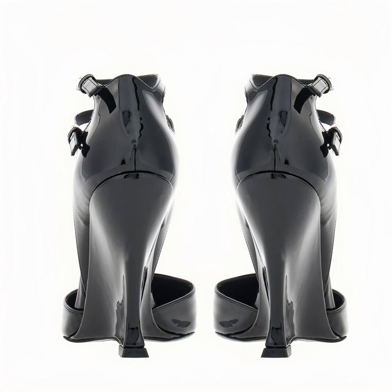 Fashion Brand Fashion Show Sexy Buckle Wedge Sandals Summer New Party Wedding Prom Red Black Europe America Women's Shoes Size 35-43