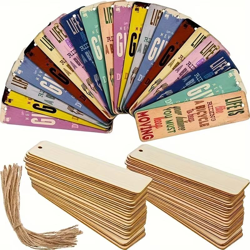 Wooden Blank Bookmarks DIY Wooden Craft Bookmarks Wooden Hanging Rectangular Blank Bookmark Decorations,Birthday Party Decoratio