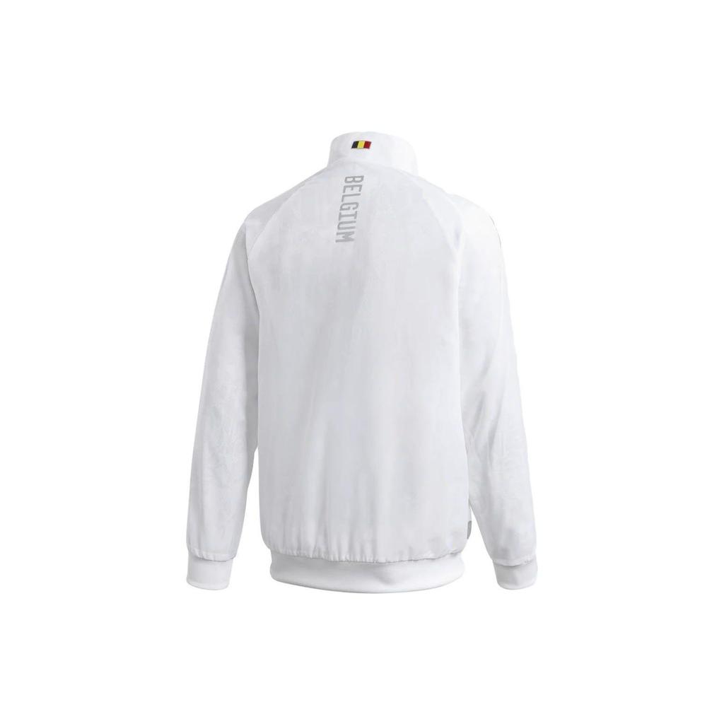 adidas Belgium Euro 2020 Anthem Casual Jacket With Stand Collar And Brand Logo Unisex Outerwear White FT2858
