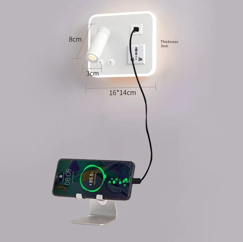 Creative LED Rotating Switch Wall Light USB Charging Port Living Room Corridor Decorative Wall Light Bedroom Study Reading Light