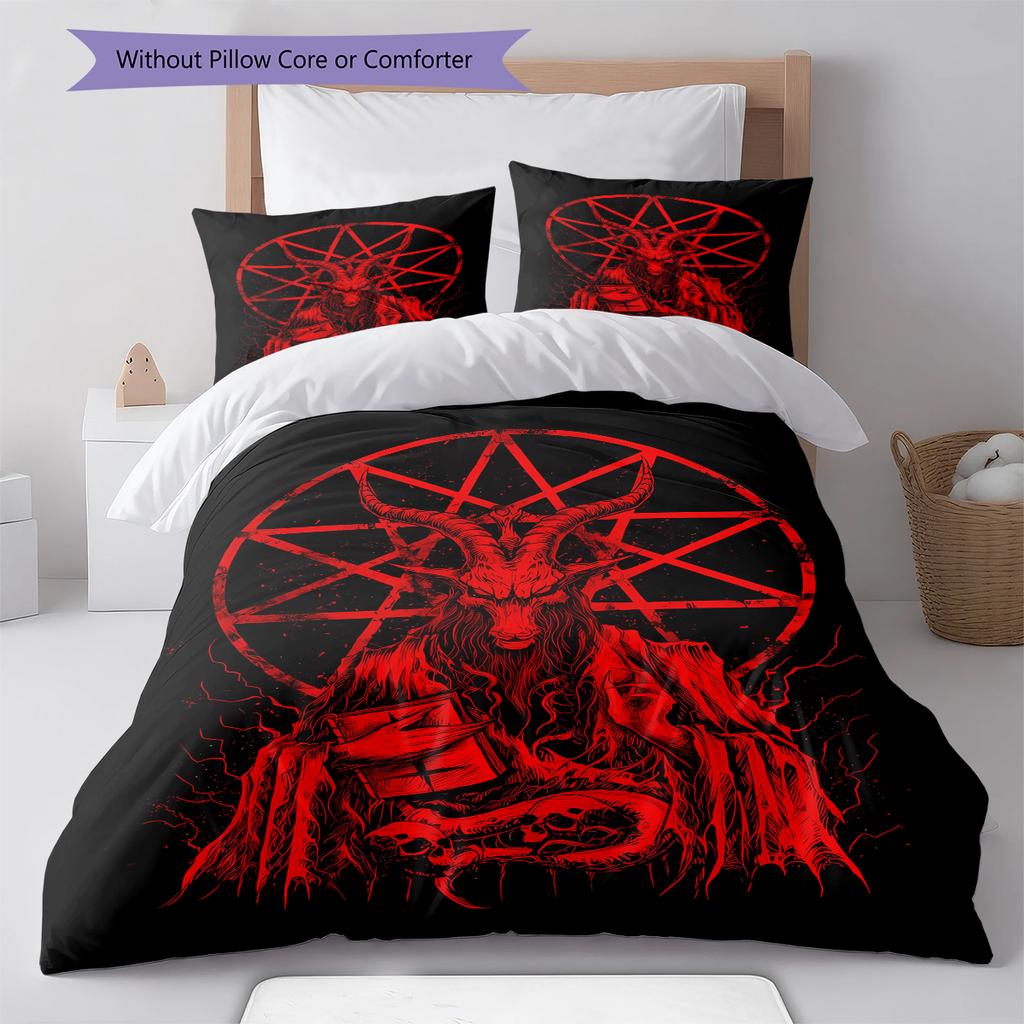 Baphomet Pattern Bedding,Quilt Set Quilt Cover Pillowcase Home Birthday Gift (1 * Duvet Cover + 2 * Pillowcase, Without Core)