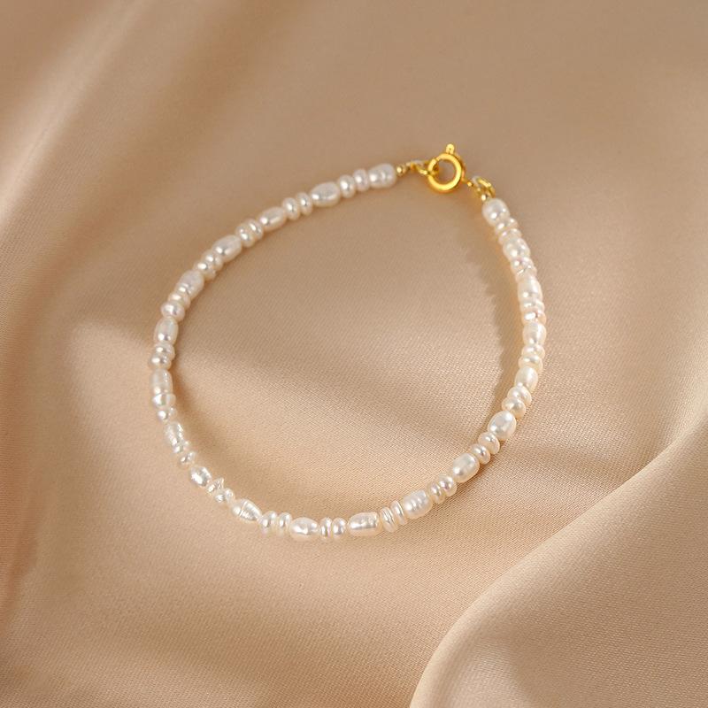 Natural Pearl Bracelet Summer Fresh Pink Zircon Jewelry Fashion Double Layer Stacked Bracelet