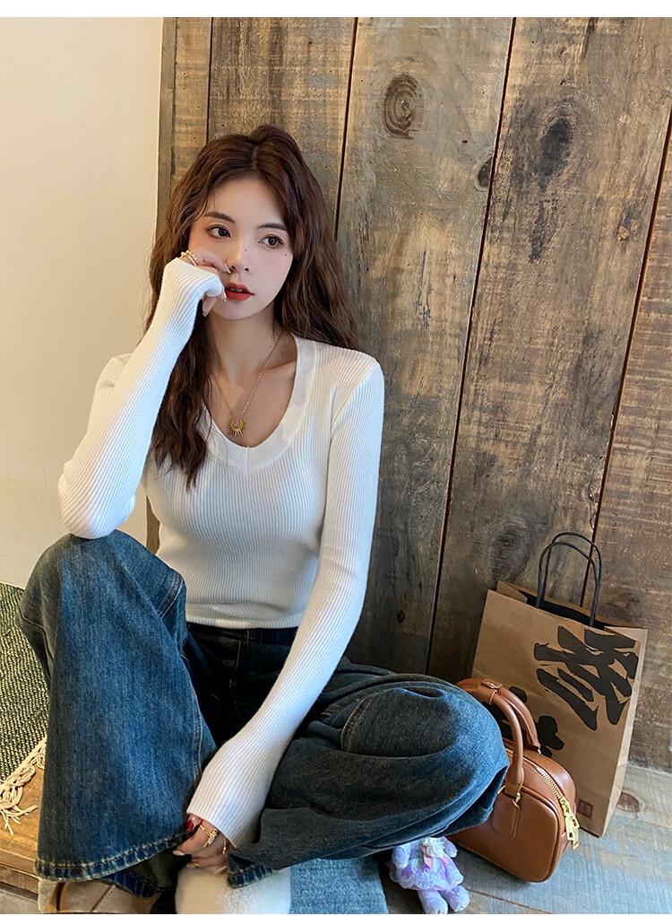 Langsha Women's V-Neck Thermal Sweater