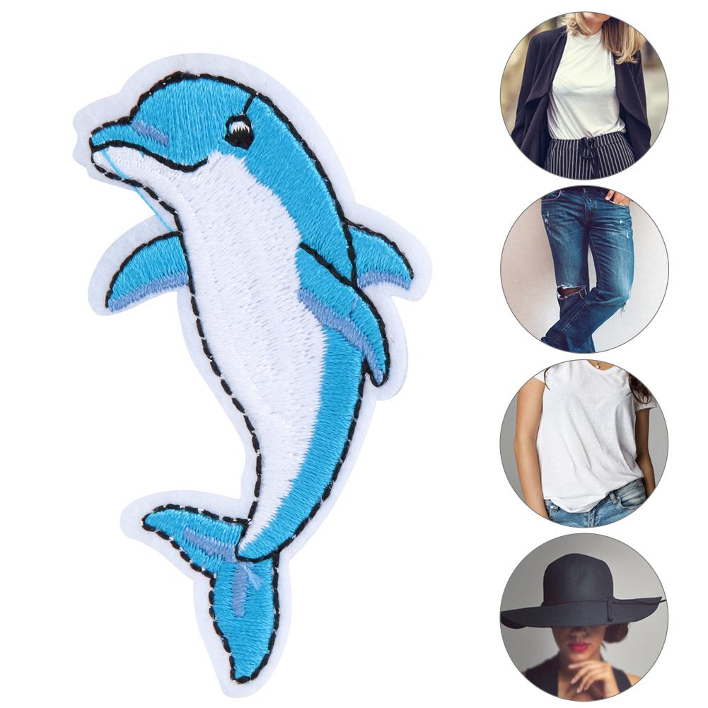 20 Stück Handgefertigte Delfinmuster Nähstickerei Stoffaufnäher Kleiderzubehör