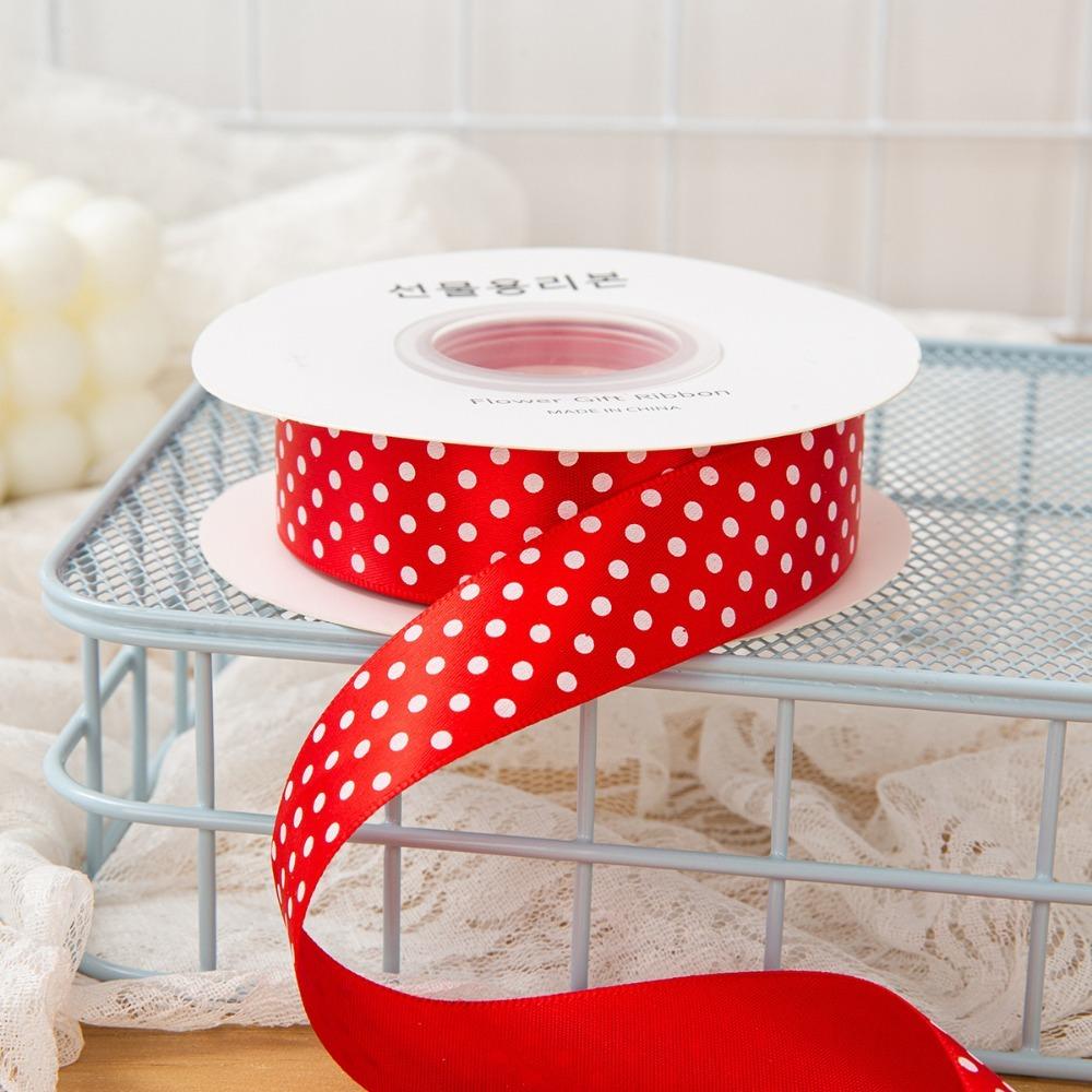 

New 2.5cm Width Gift Wrapping Ribbon Multicolored Shiny Surface Fabric Ribbons DIY Crafts Craft Ribbon Hair Bows Gift Wrapping - червоний