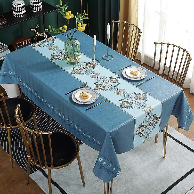 Tablecloth Fabric Waterproof And Oil-Proof Leave-In Rectangular Tablecloth Dining Table Cloth Coffee Table Pvc Student Desk Mat