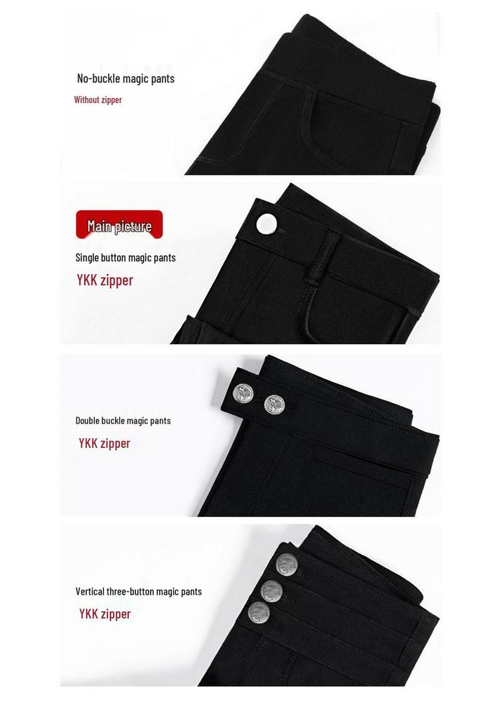 Women's High-Waisted Magic Black Slimming Pencil Pants - Plus Size, Elastic, Tight Fit for Spring and Autumn.
