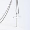 Men's Stainless Steel Cross Necklace - Long, Polished Titanium Pendant, Versatile Style