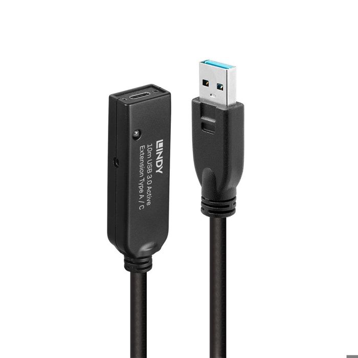 Rallonge USB 3.0 - LINDY - 10m - Type A Vers C - PVC Faible Toxicité - Plaqué or