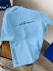 Summer men's 100 cotton fashionable loose large-sized casual sports T-shirt with simple letter print short-sleeved round neck