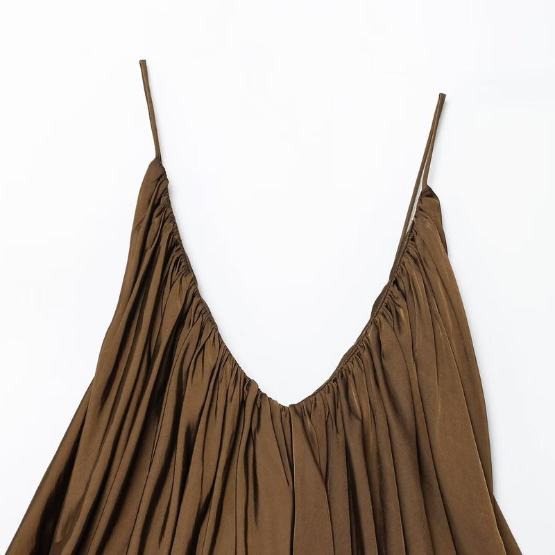 Kaslead New Women Clothes Western Style Versitile Fashion Silk Satin Texture Pleat Top 3776019