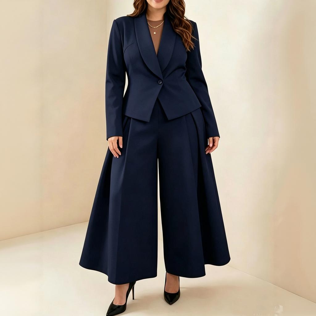 Women's Wide Leg Pants Two Piece Set for Business Commuting and Wear