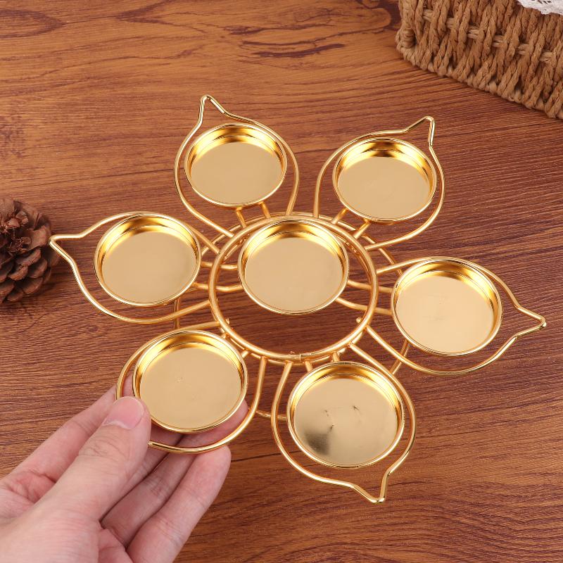 Jiuxing Plum Blossom Tea Candle Holder - Metal Tabletop Candle Stand, For Lotus Design, 9 Heads, Suitable For All Occasions