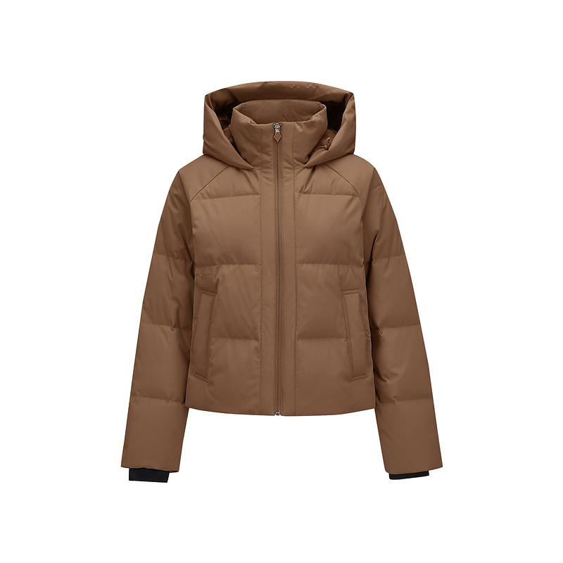 Skechers Freedom Series Warm Windproof Comfortable Cold-Resistant Short Hooded Zipper Long Sleeve Down Jacket Women outerwear P424W181-01J0 S