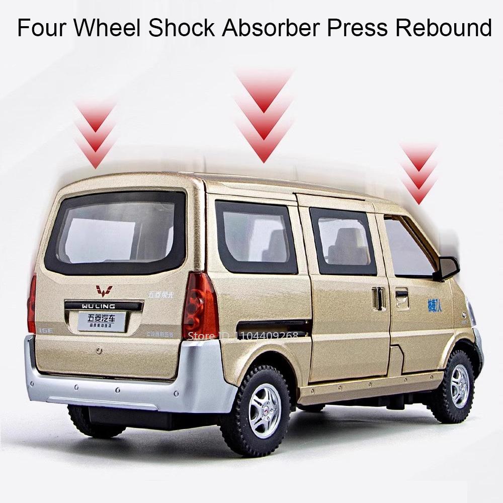 1:24 Scale Wuling Rongguang Car Model Toys Metal Diecast Van Pull Back Sound Light Barbecue Truck Models Boys Ornament Gifts