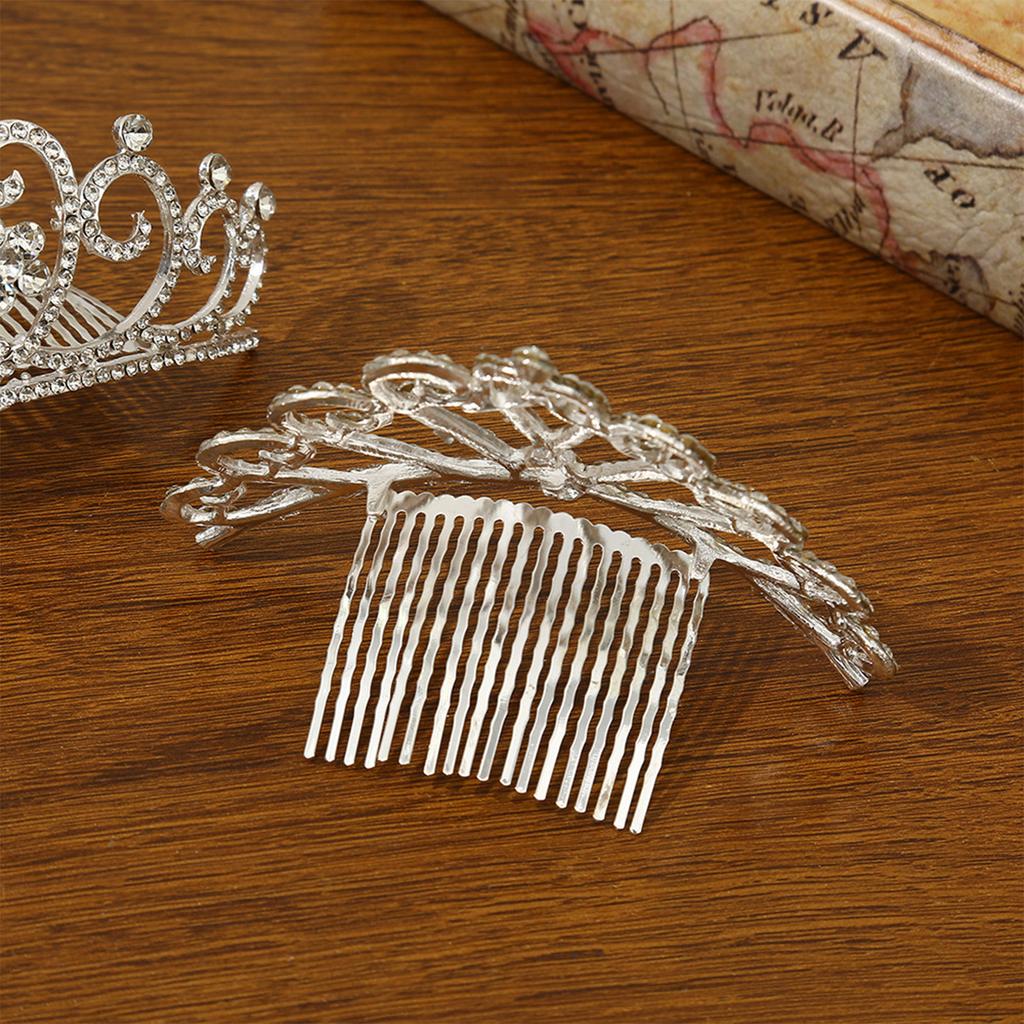 Bridal Hair Comb with Crown Decor Shiny Rhinestone Elegant Hair Comb Barrette for Woman Hair Decorative Use