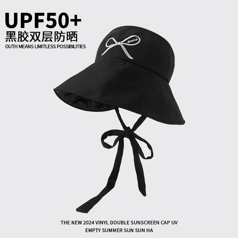 Stylish Solid Color Bowknot Sun Protection Fishing Hat For Women Summer 2024