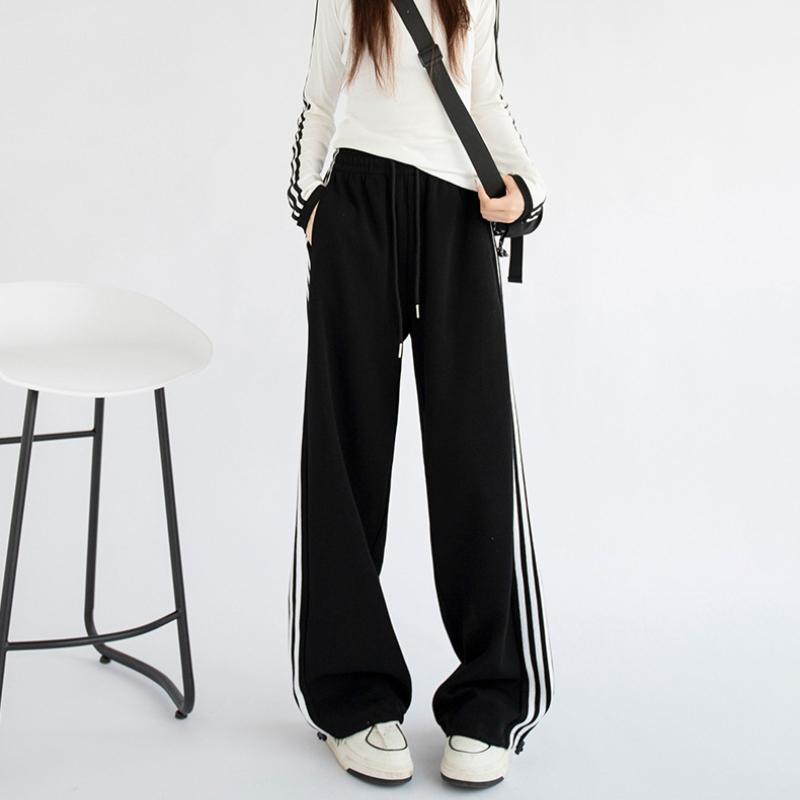 Женские свободные повседневные прямые спортивные брюки с высокой талией — фото 13