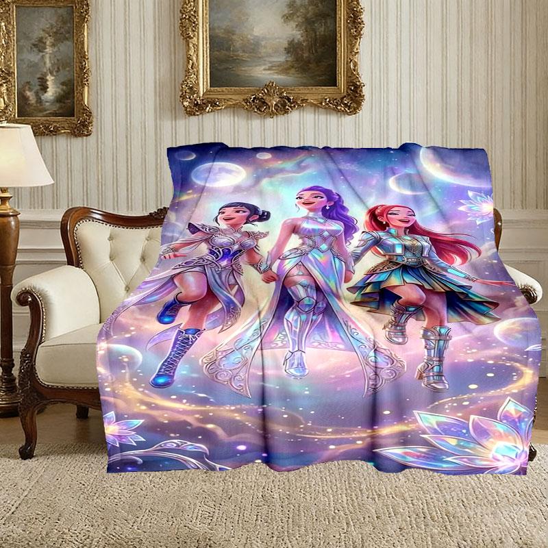 [Kocyk Łowcy Demonów K-pop] Miękki Koc Rzutowy na Łóżko Sofa, Koc na Święta dla Kobiet Mężczyzn Rodziny Przyjaciela
