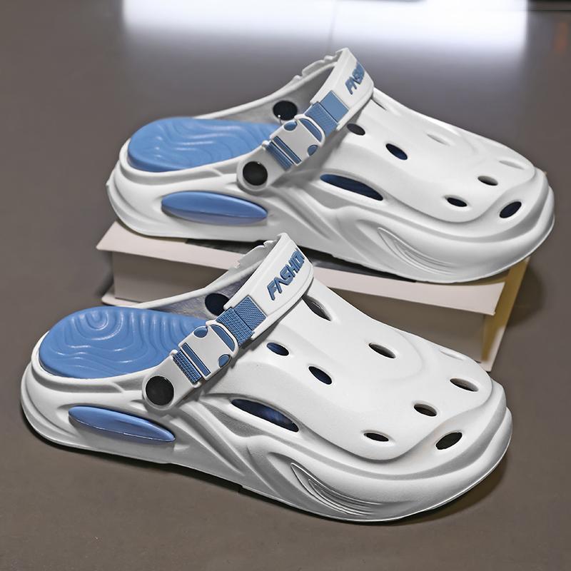 Fashion Men Water-Resistant EVA Slippers Beach-Walking Comfortable Step Sensation Head-Covering Slip-On Sandals Casual Footwear