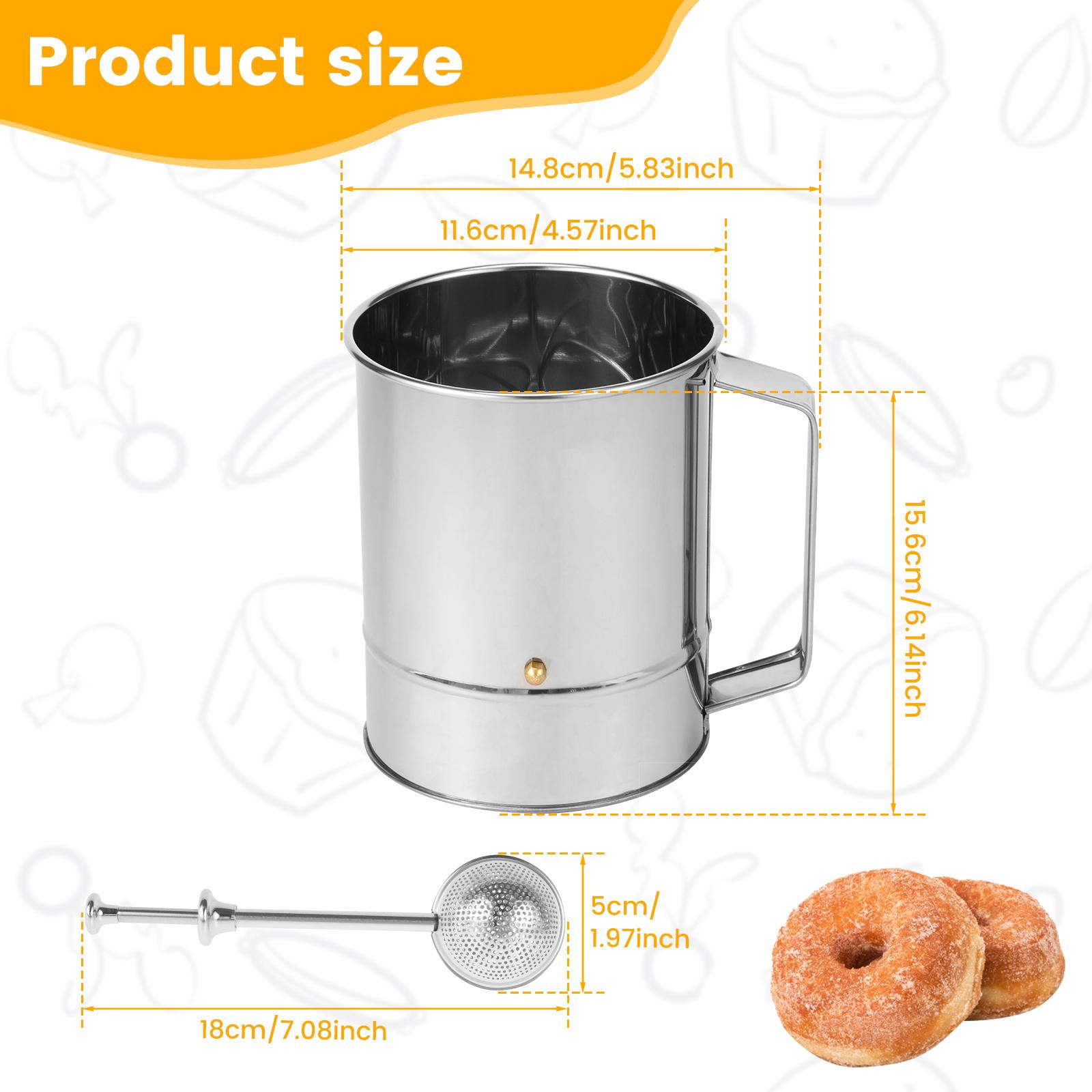 Flour Sifter Stainless Steel Fine Mesh Flour Sieve Handheld Sugar Sifter Powder Shaker Pastry Baking Tools Kitchen Accessories