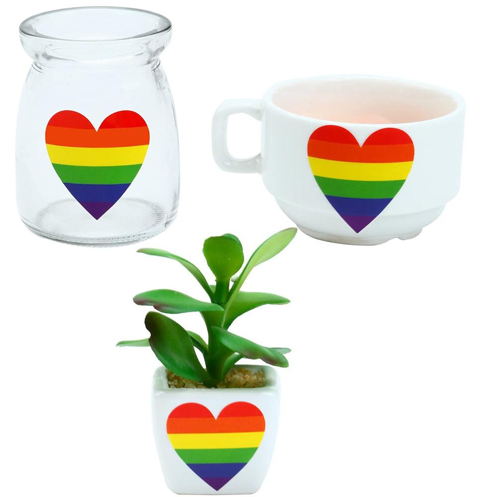 50-500 Piece Gay Pride Stickers Love Pride Rainbow Stickers Love Heart Baking Sticker 1Inch Love Rainbow Heart Shaped Tape