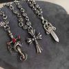 Retro Silber Schwert Kreuz Anhänger Pulloverkette