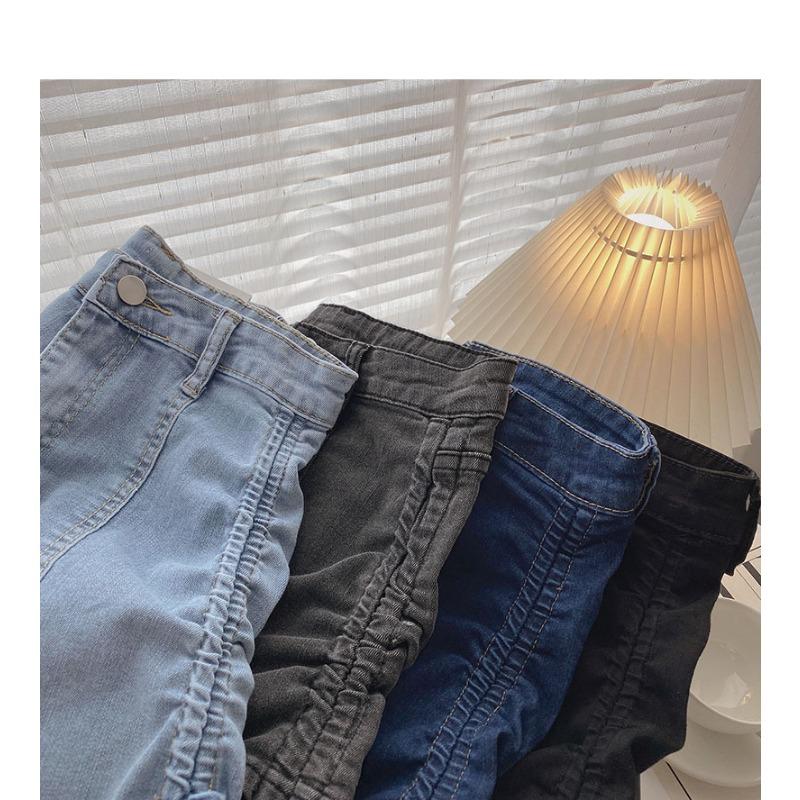 High-waisted Wide-leg Denim Shorts Women's Stretch Stretch A-line Pants with Tight-fitting Hot Pants
