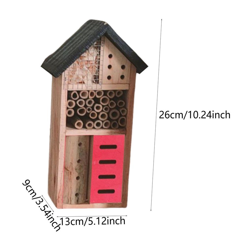 Wooden Bee Habitat Insect Butterfly House Hanging Outdoor Garden Hive House Bug Shelter Nest Box  For Ladybugs Random Color