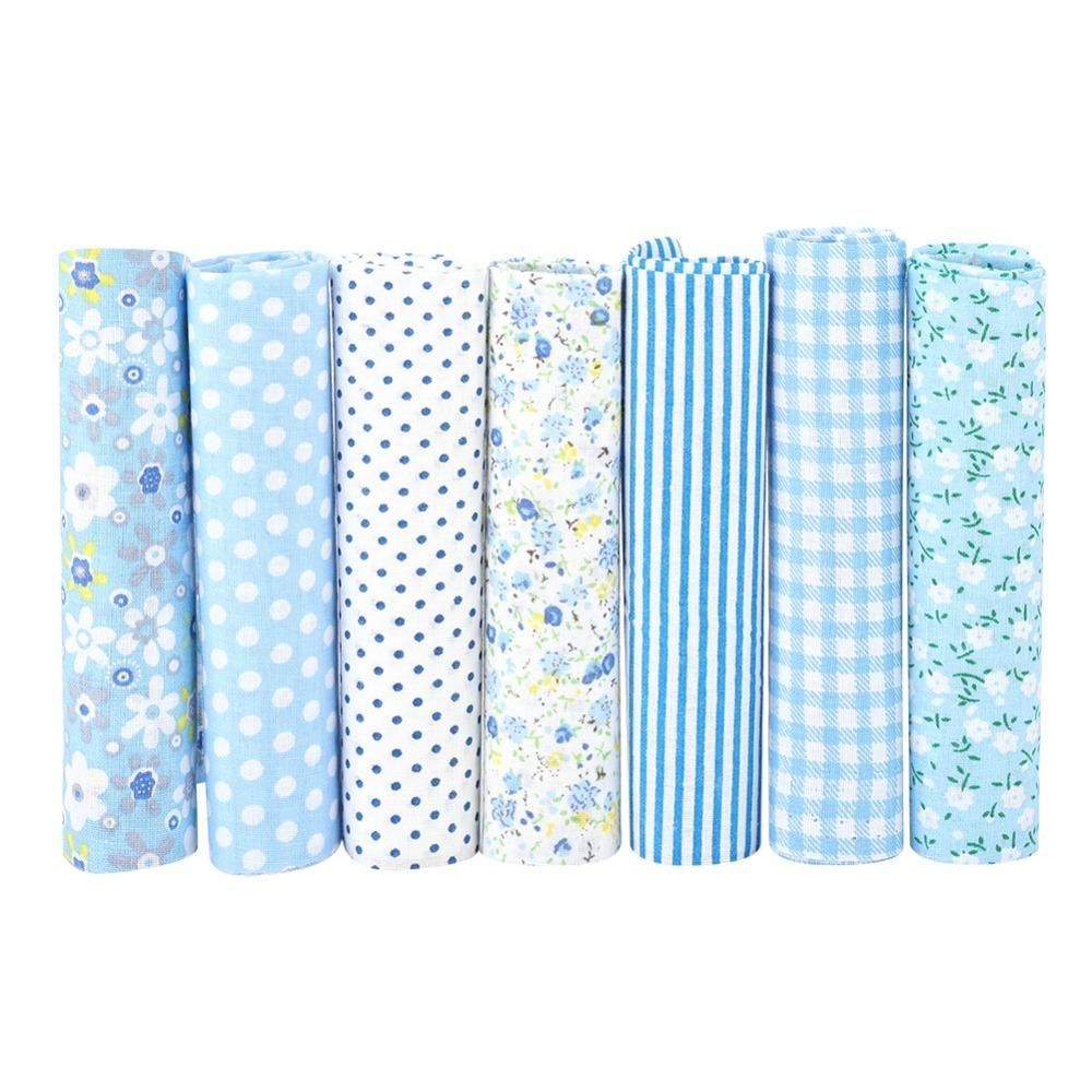 7Pcs Blue floral pattern Fabric Bundle Quilting Fabric  Hand quilt production