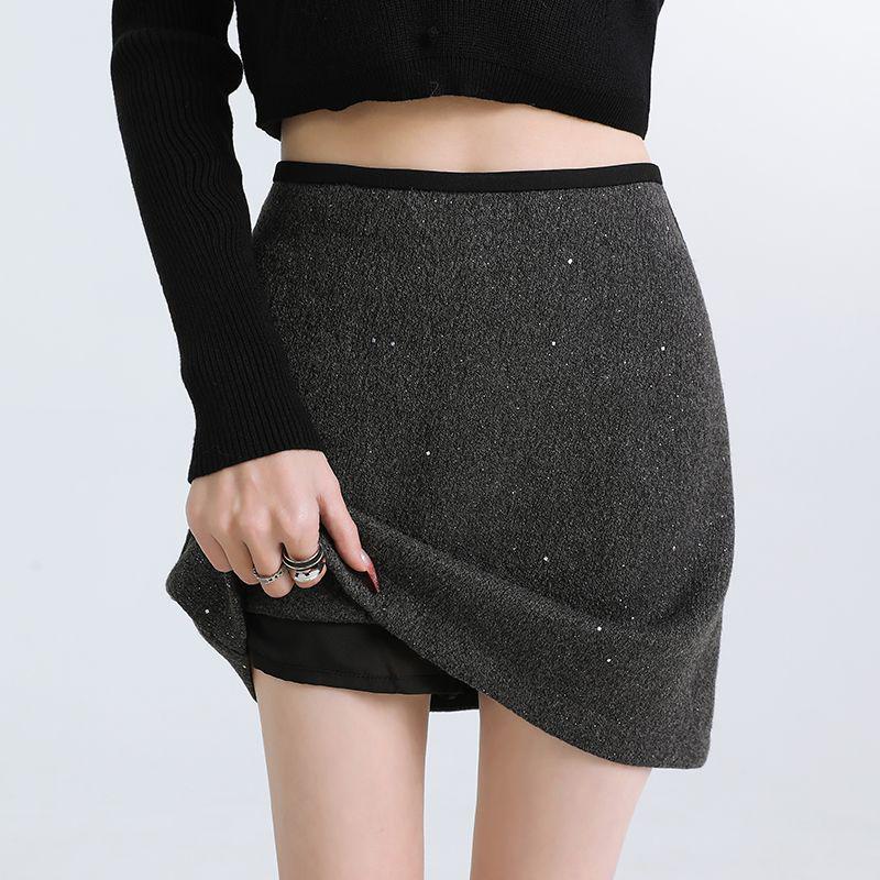 2025 Hochwertiger Koreanischer Stil A-Linien Woll-Kurzrock: Herbst Winter Pailletten, Vielseitig, Schlankmachend für Damen