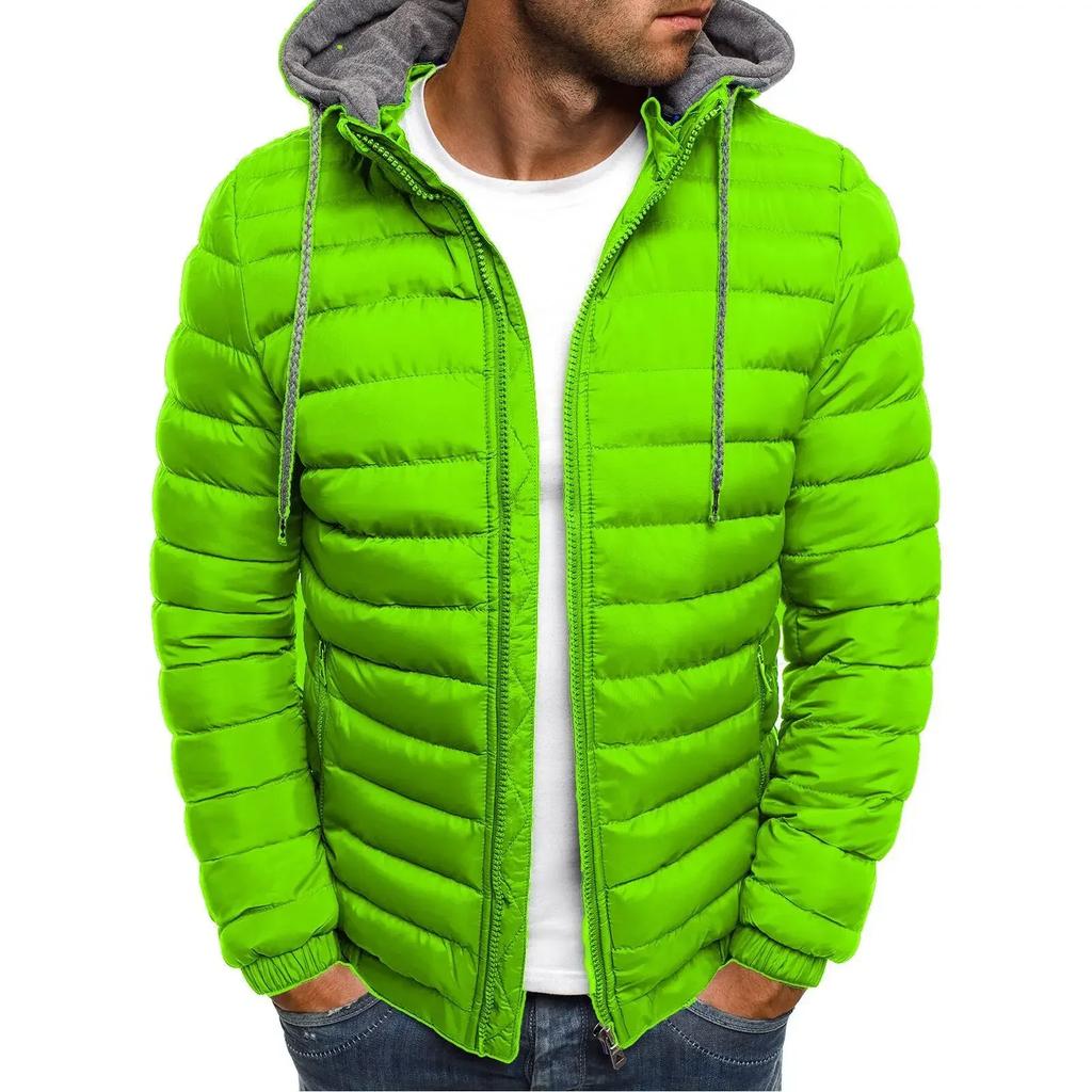 Herbst Winter Herren Parkas Einfarbig Kapuze Baumwollmantel Jacke Lässig Warme Kleidung Herren Übermantel Streetwear Pufferjacke Männlich
