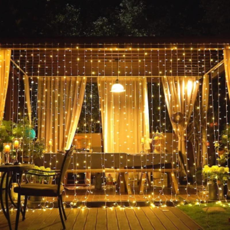 Christmas Lights LED Fairy String Curtain Lights 8 Mode Remote USB Festoon Christmas Decor For Home Holiday New Year Lamp