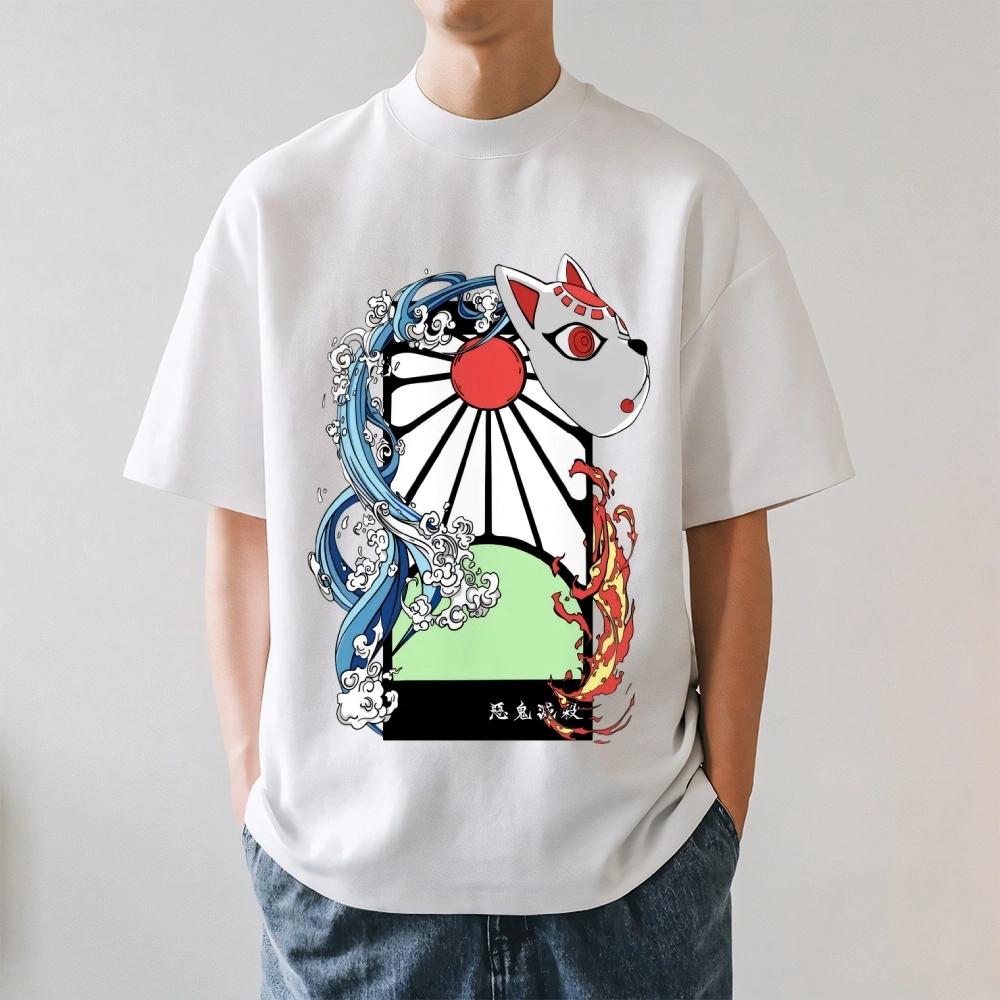 

2026 New Demon Slayer Hanafuda Japanese Style Classic Print T-shirt Short Sleeve T-shirt Men s and Women s T-shirt Men s Tops S разноцветный