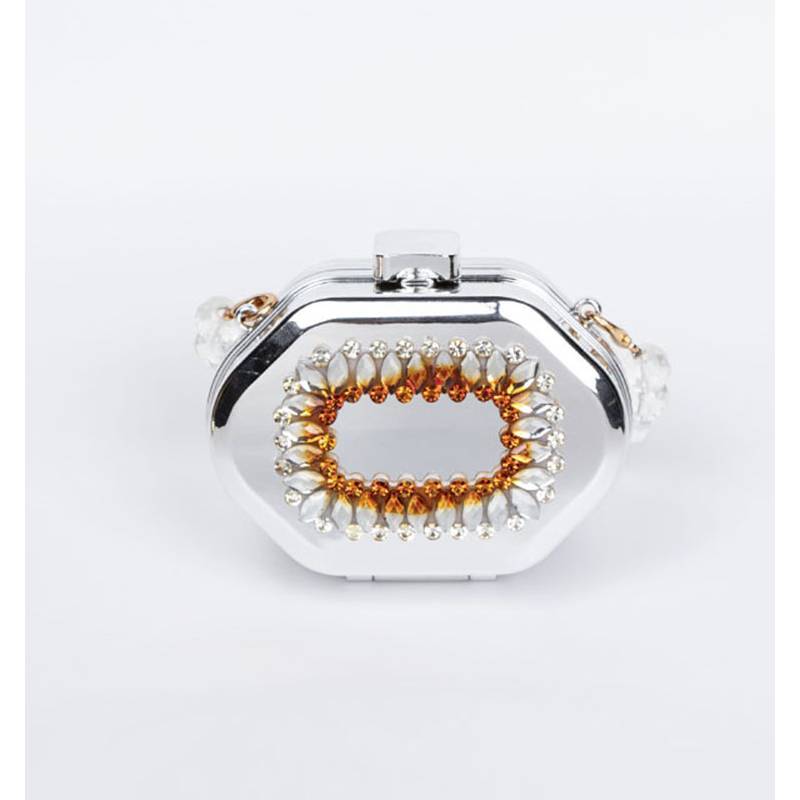 Fashionable Acrylic Small Square Purse With Shine Elements For Casual Outings