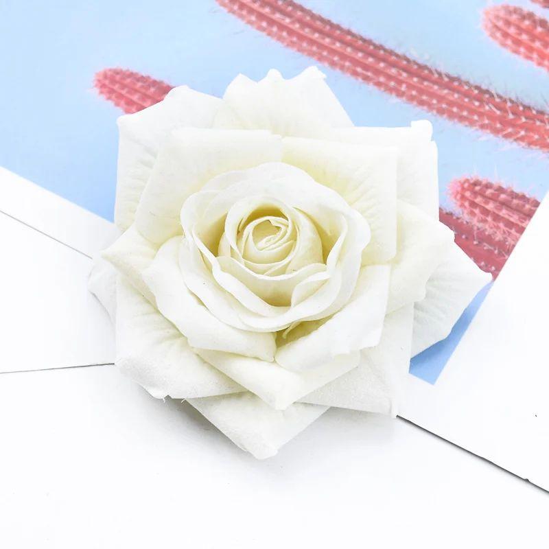 

10CM Big Rose Artificial Flower Outdoor Garden Home vase table Decoration Wreaths Wedding arch bridal bouquet DIY Accessories 50pcs