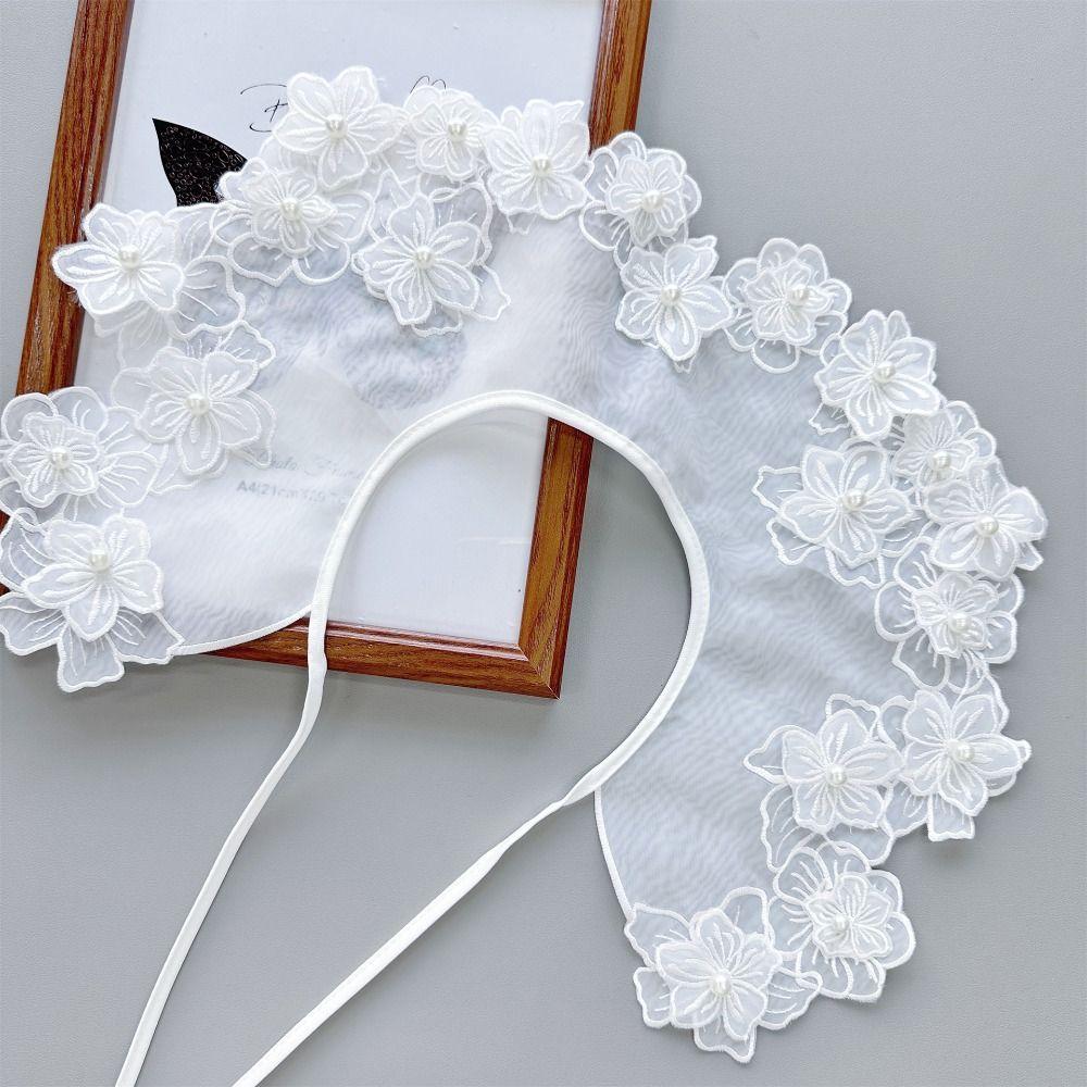 

Съемный фальшивый воротник из органзы, кружевной вырез, украшение на плечо, цветочный фальшивый воротник для женщин/девочек