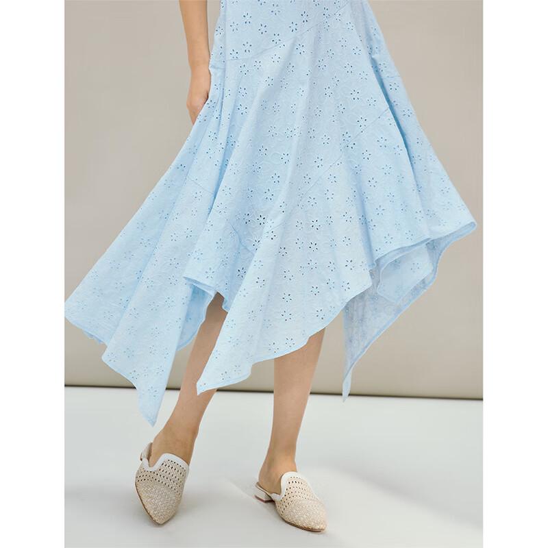 INMAN French Hollow Out Embroidered Irregular A-Line Strappy Dress