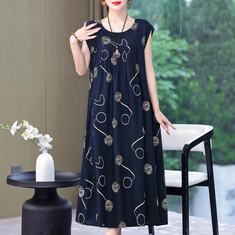 Rochie Vintage Vara Marime Plus Femeie Oversize Largi Fara Maneci Casual Elegant Rochii Lungi