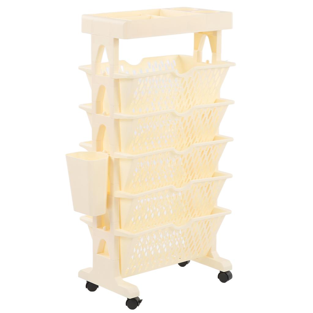 Movable Bookshelf 6 Tier Large Capacity Thickened Multifunctional Rolling Book Rack for Deskside Living Room