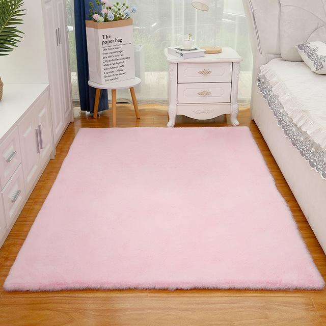 Plysj stue Stort teppe Hvite tepper Dekorasjon til barnerom Sklisikker matte Furry Fluffy Girl Soverom Nattbordsmatter 