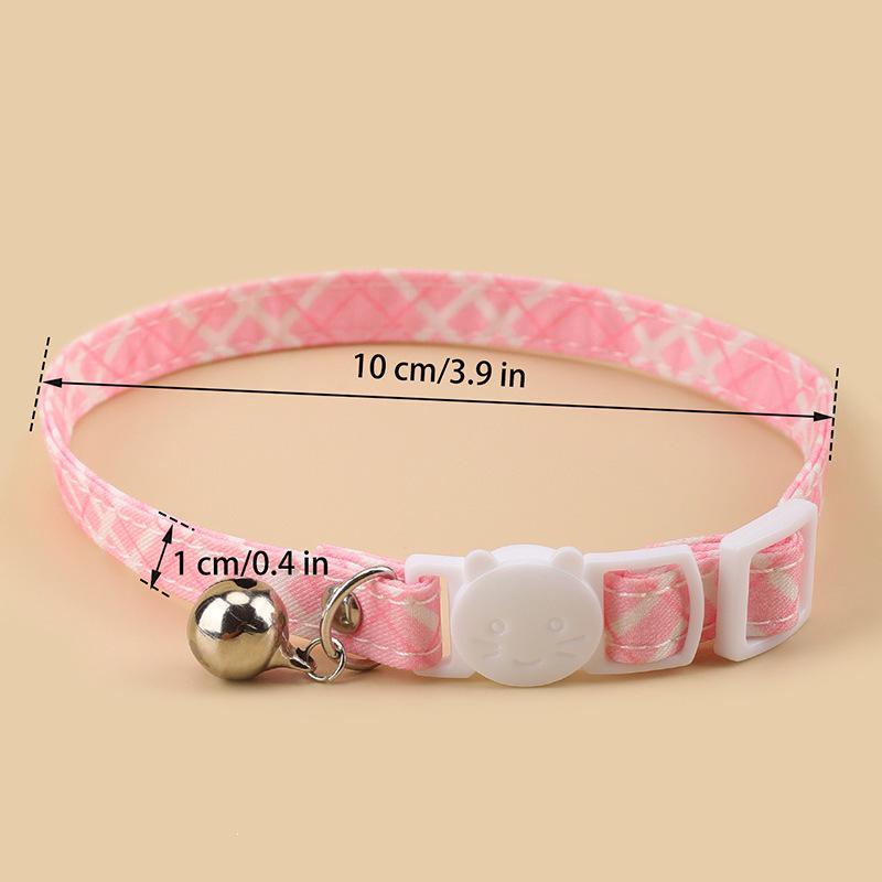 Plaid Polyester Pet Collar with Bell - Universal Fit for Cats and Dogs