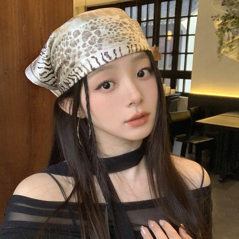 Hip Hop Y2k Print Turban Soft Punk Bandana Elegant Leopard Print Hair Scarf  Outdoor