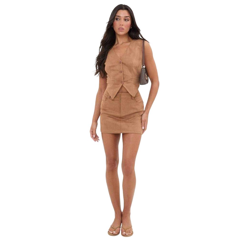 I Saw It First Womens/Ladies Skirta Faux Suede Fitted Mini Skirt