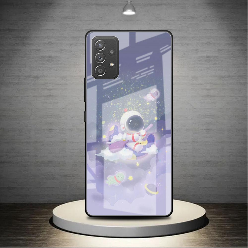 

Glass Case For Samsung Galaxy A52 A71 A50 A51 A70 A21s A31 A72 A10 A12 A30 A22 5G Phone Cover Astronaut Cute Samsung A03
